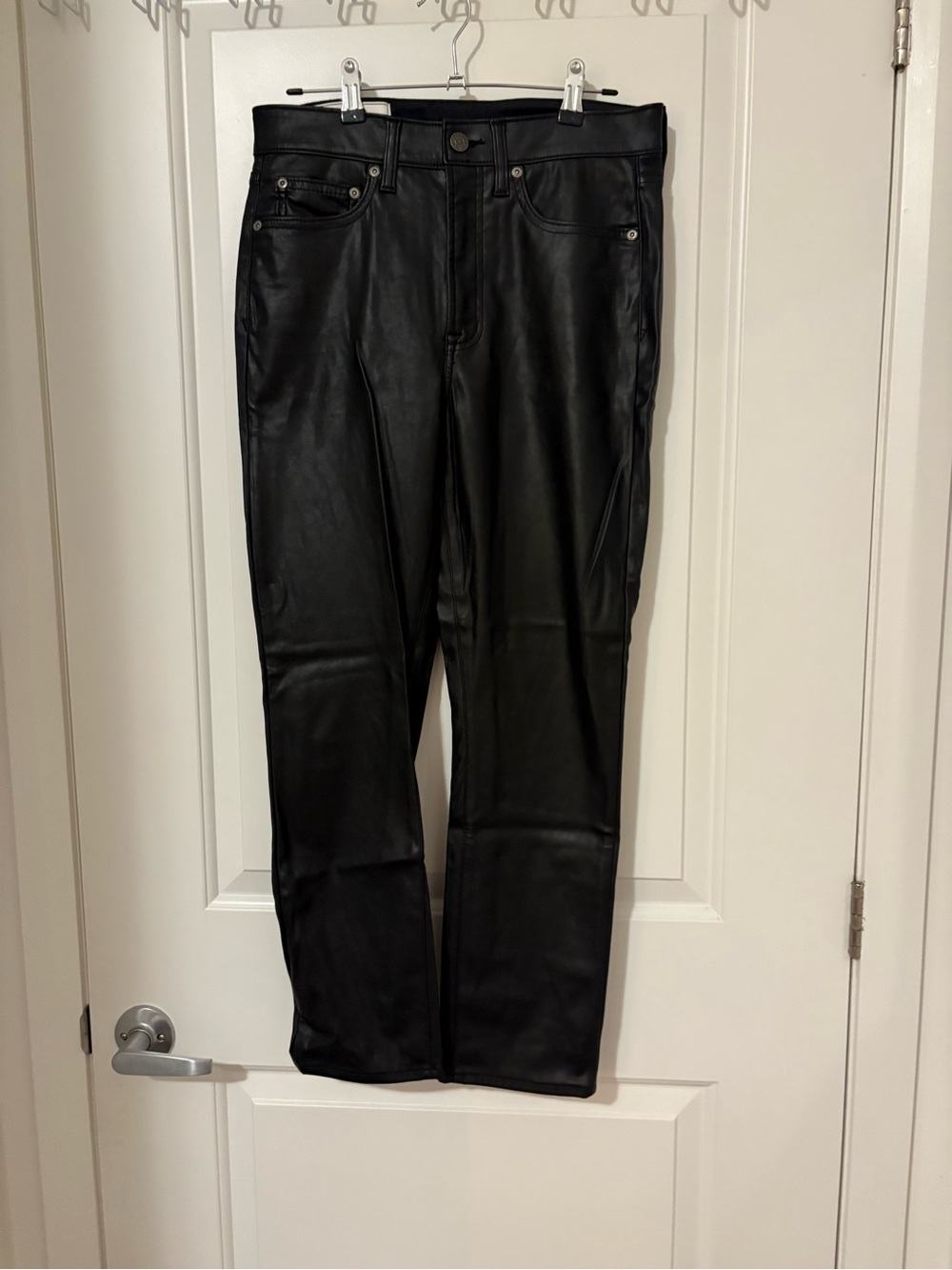 GAP Women's Straight Faux Leather Pants in Black